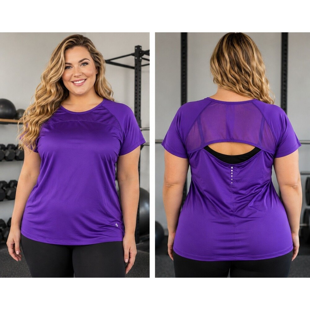 Women’s Impact Jillian Micheals Workout Shirt Size 2XL Back Slits Purple